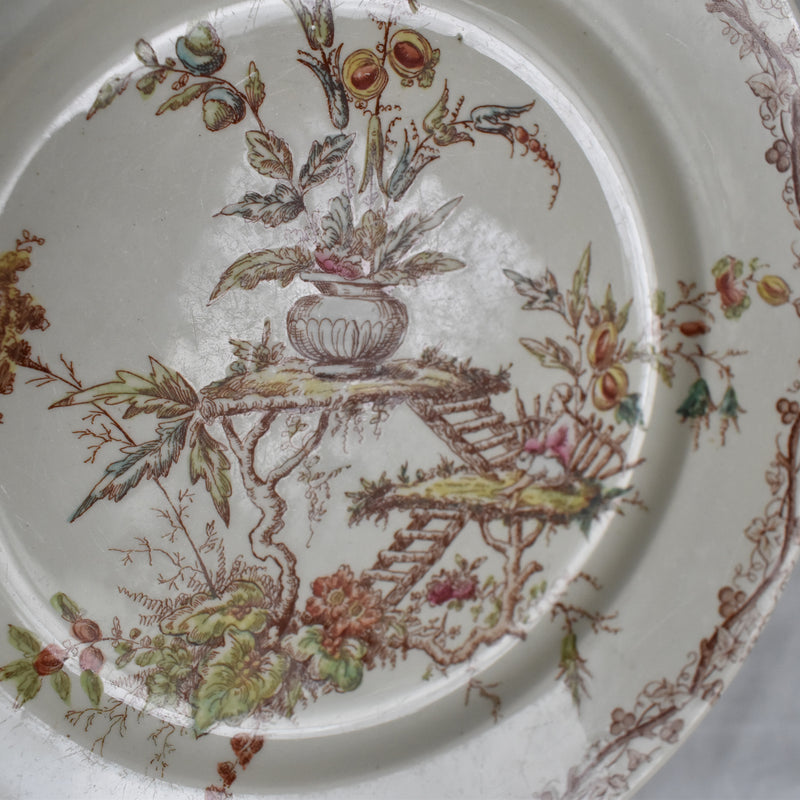 Antique dessert plate, K&G Luneville, polychrome