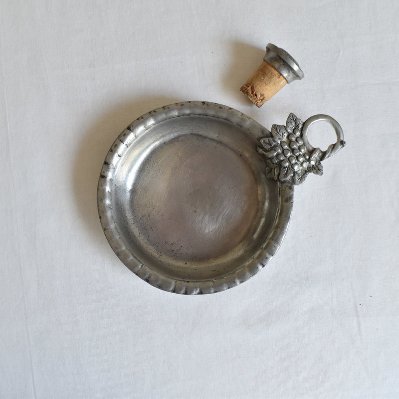 Vintage Pewter Bottle Tray and Cork