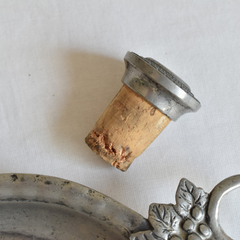 Vintage Pewter Bottle Tray and Cork