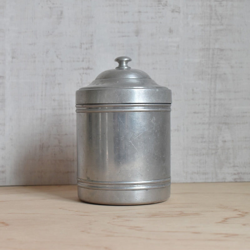 Vintage aluminum storage container, Farine