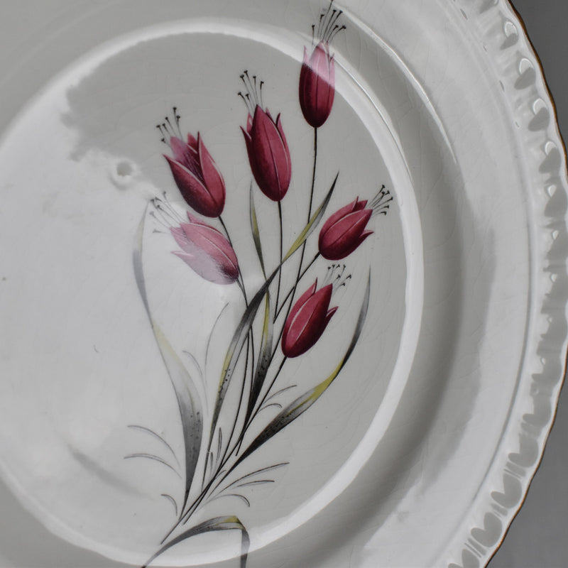Vintage Dessert Plate Gien Tulipes H