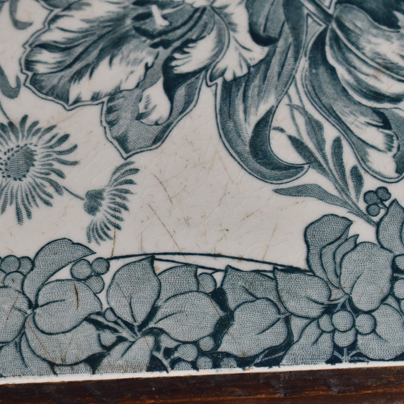 Antique tile trivet - Tulipes
