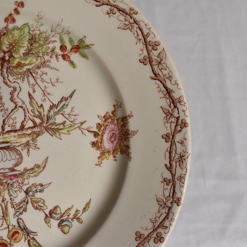 Antique dessert plate, K&G Luneville, polychrome