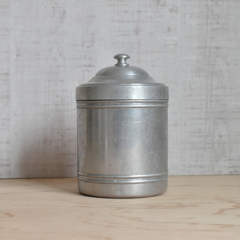 Vintage aluminum storage container, Farine