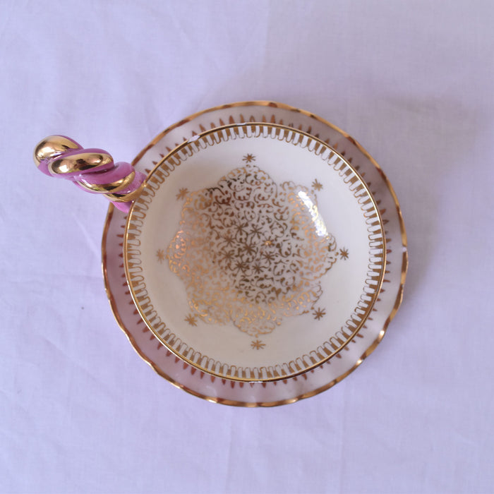 ア.ドラサンヴァル　A.Dressinval 　チョコレートカップ ＆ソーサー　ピンク　C