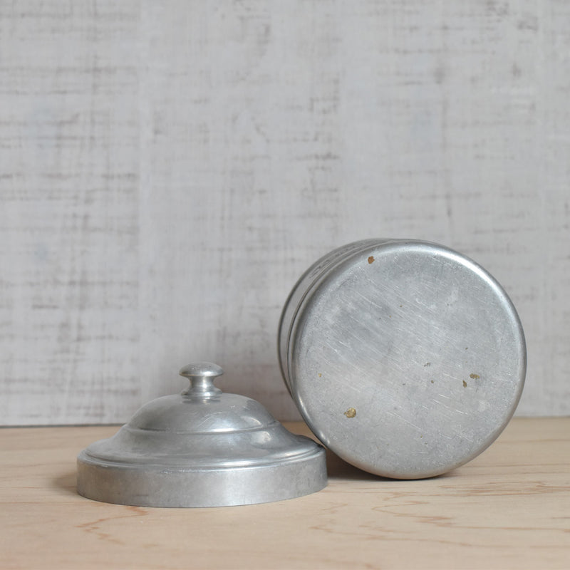 Vintage aluminum storage container, Farine