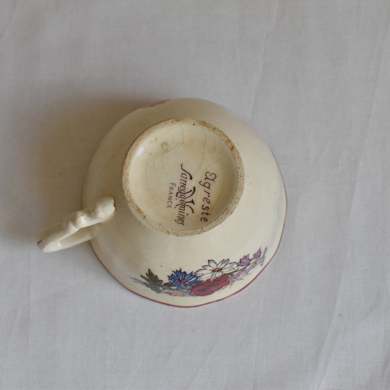 Vintage Cup & Saucer Digoin & Sarreguemines Agreste