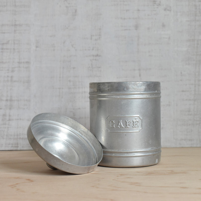 ヴィンテージ　アルミ保存容器　Café