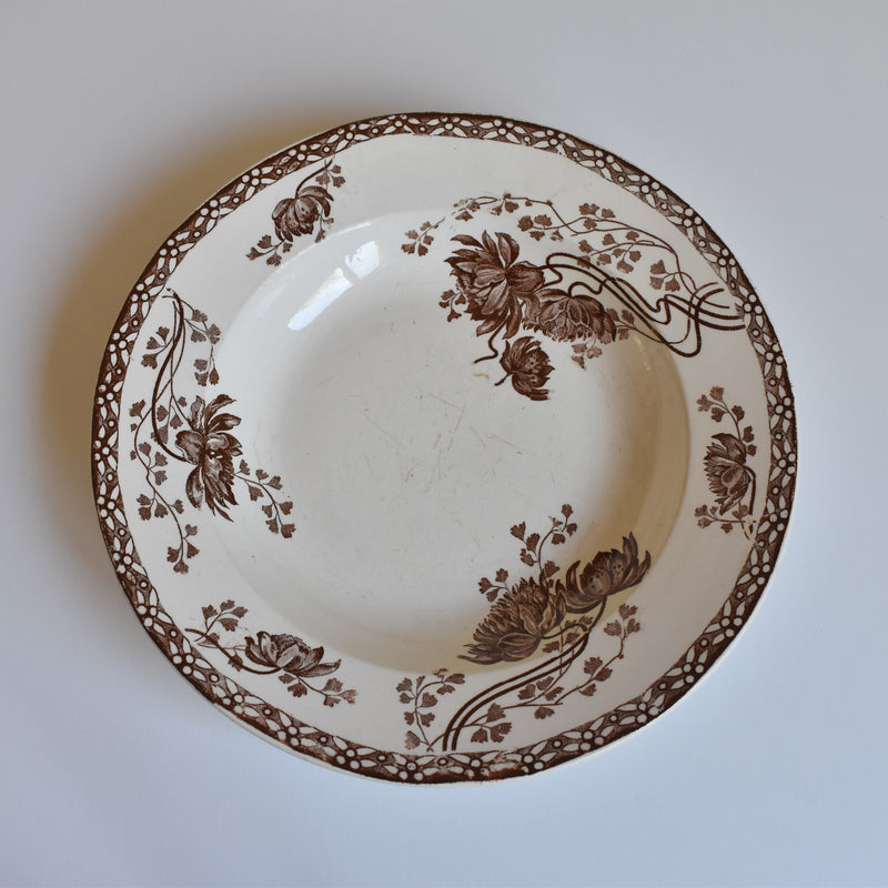 Antique Deep Plate U&C Sarreguemines Royat A