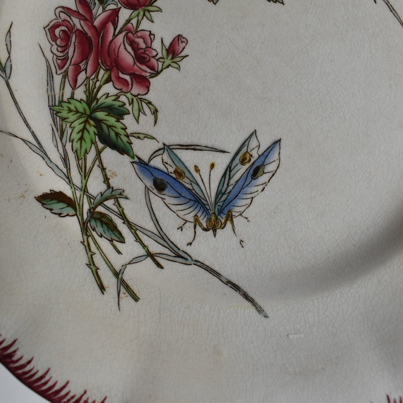 アンティークデザートプレート U&Cサルグミンヌ Papillon(蝶々）