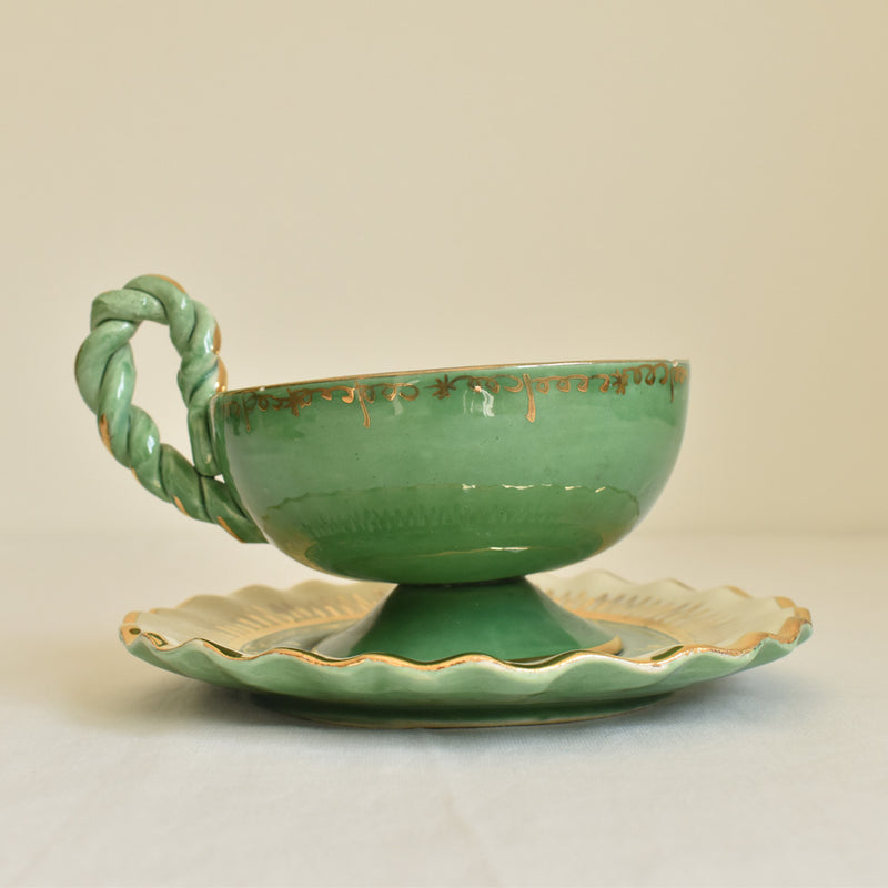 ア.ドラサンヴァル A.Dressinval チョコレートカップ＆ソーサー ライトグリーン