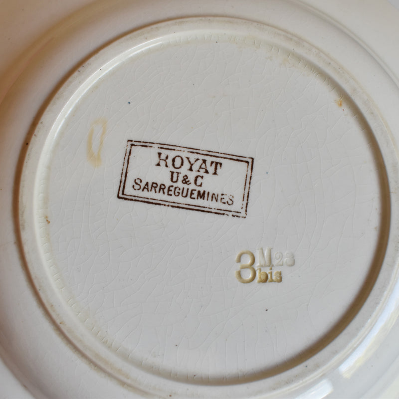 Antique Deep Plate U&C Sarreguemines Royat A