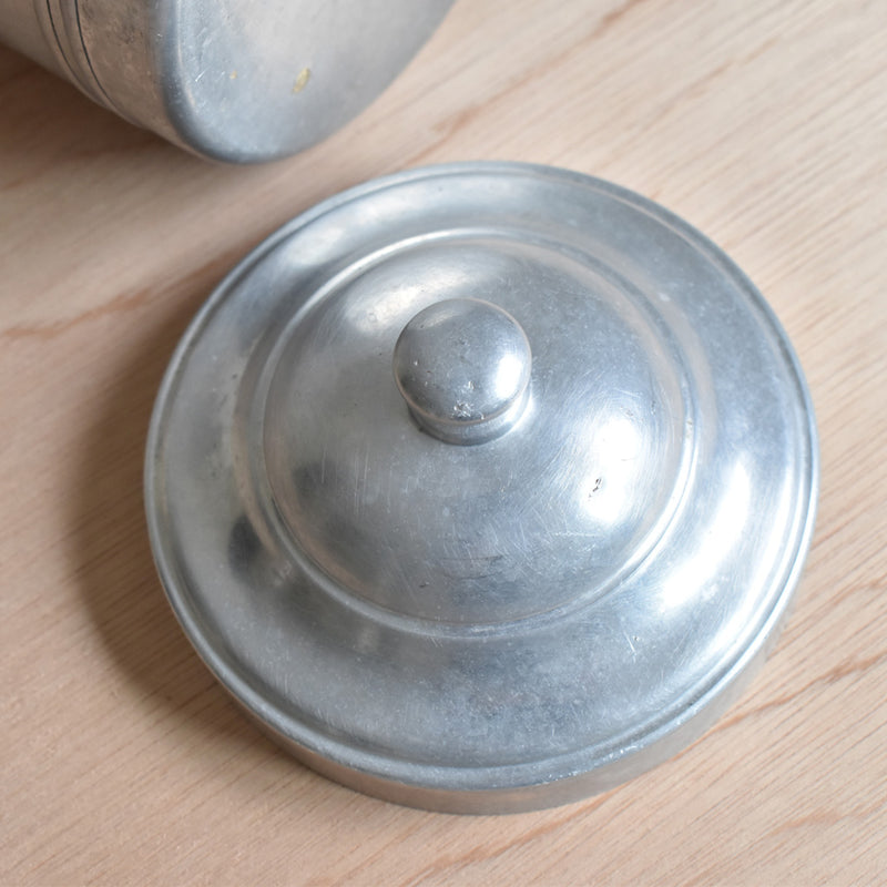 Vintage aluminum storage container, Farine