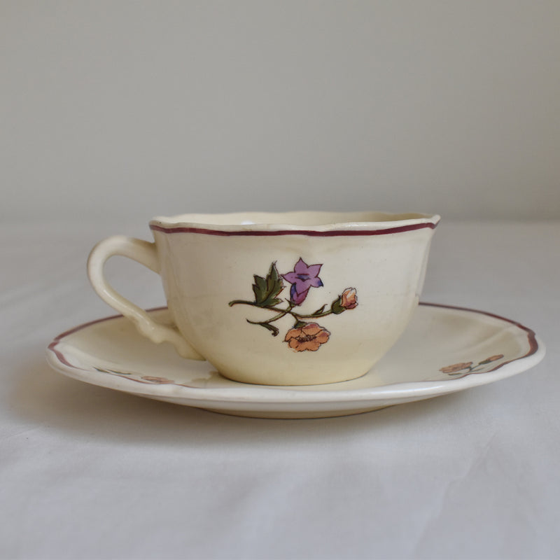 Vintage Cup & Saucer Digoin & Sarreguemines Agreste