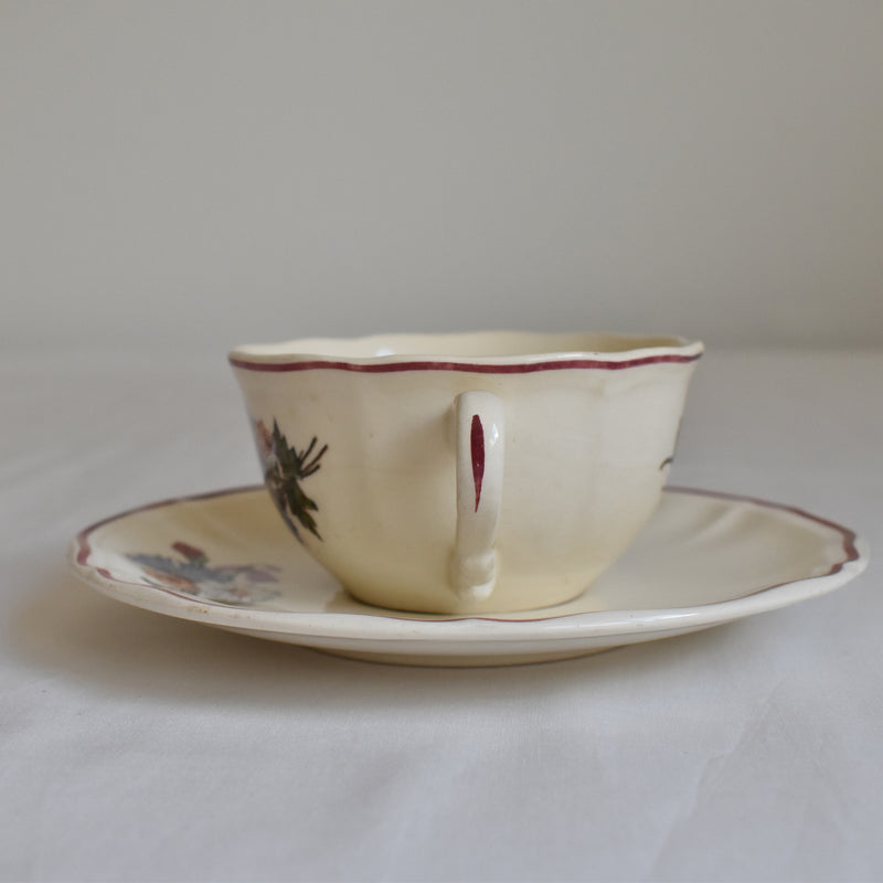 Vintage Cup & Saucer Digoin & Sarreguemines Agreste