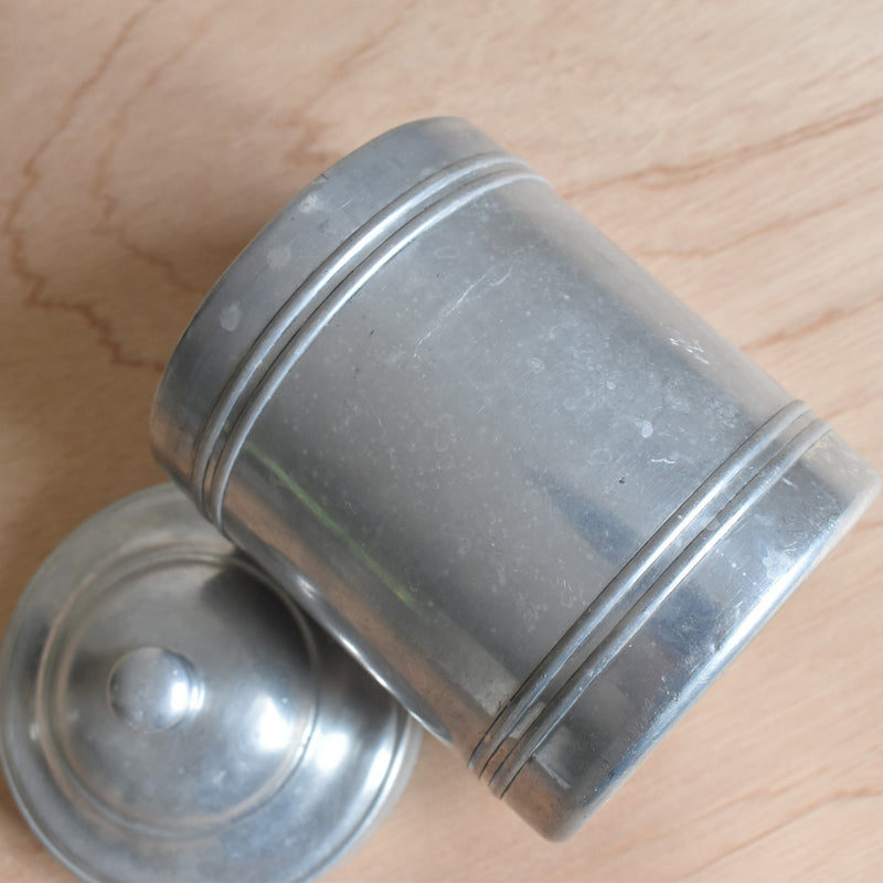 Vintage aluminum storage container, Farine
