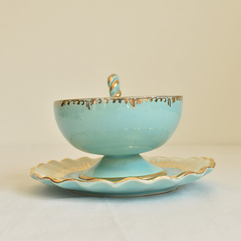 ア.ドラサンヴァル A.Dressinval チョコレートカップ＆ソーサー ライトブルー