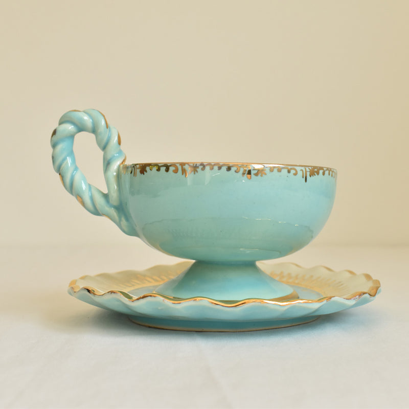 ア.ドラサンヴァル A.Dressinval チョコレートカップ＆ソーサー ライトブルー