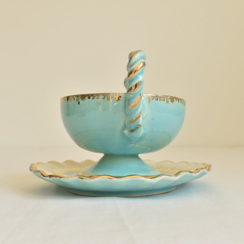 ア.ドラサンヴァル A.Dressinval チョコレートカップ＆ソーサー ライトブルー