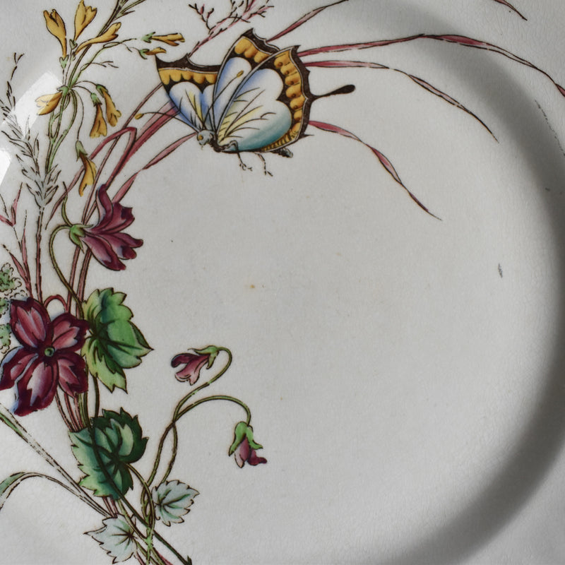 Antique Plate U&C Sarreguemines Papillon (Butterfly)