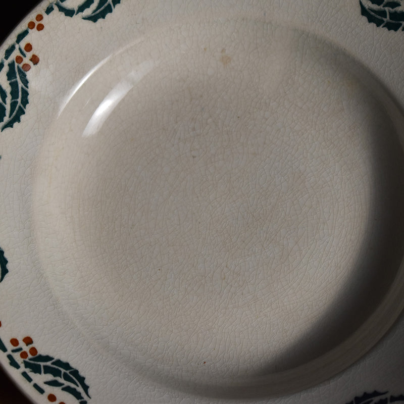 Antique Deep Plate, Luneville, Houx (Holly) C