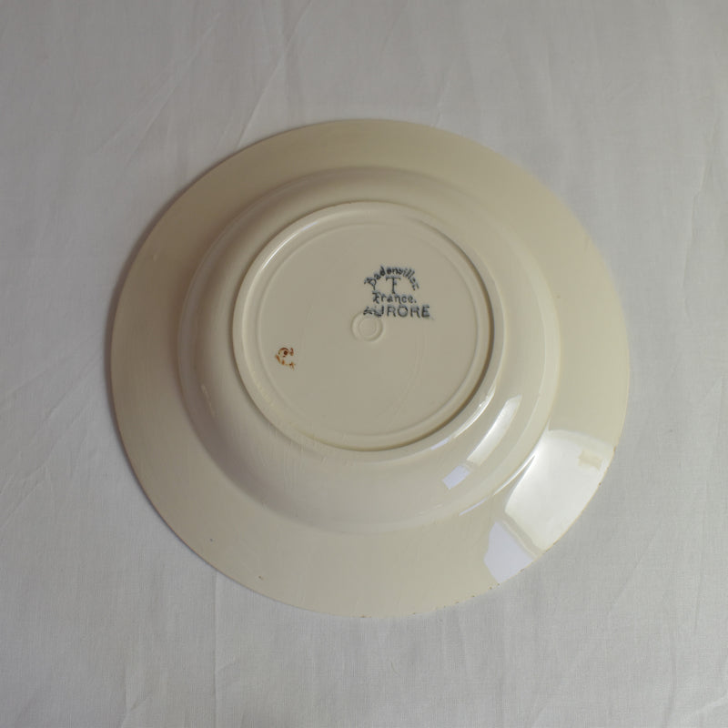 Antique Deep Plate, Badonviller, Aurore E