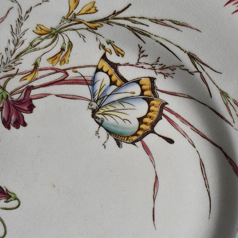 Antique Plate U&C Sarreguemines Papillon (Butterfly)
