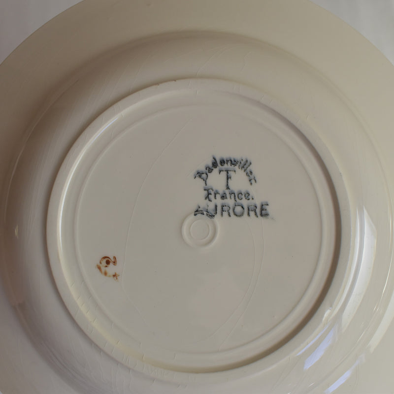 Antique Deep Plate, Badonviller, Aurore E