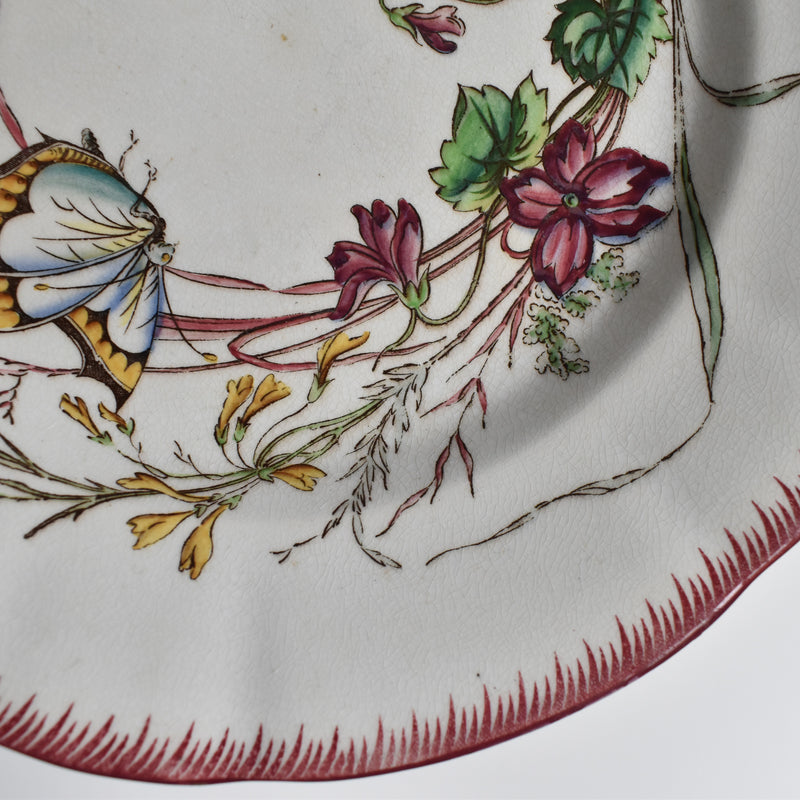 Antique Plate U&C Sarreguemines Papillon (Butterfly)