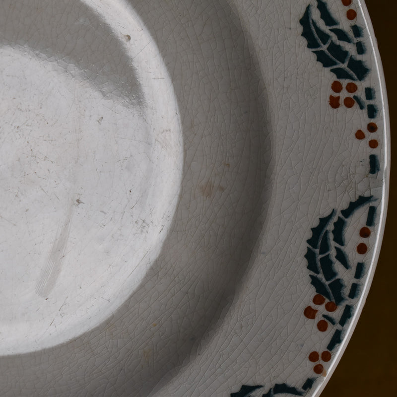 Antique Deep Plate, Luneville, Houx (Holly) C