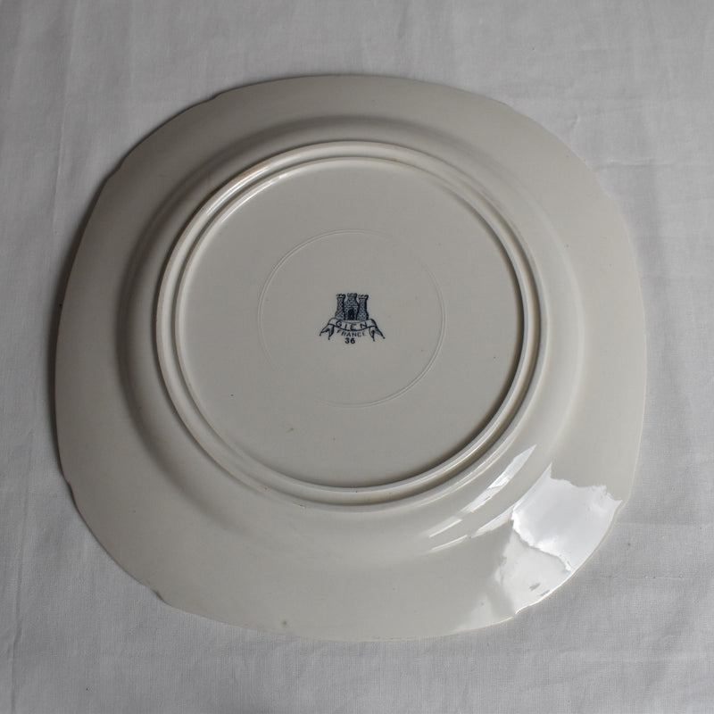Antique plate Gien Carre Bleu