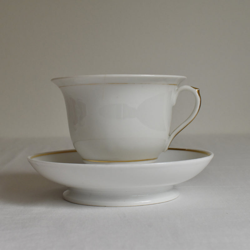 Vintage Large Chocolate Cup & Saucer, Porcelain