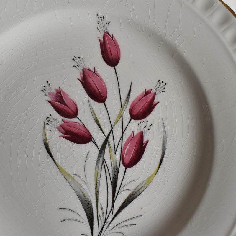 Vintage Dessert Plate Gien Tulipes K