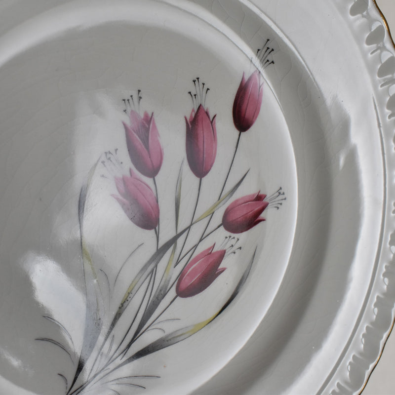 Vintage Dessert Plate Gien Tulipes K