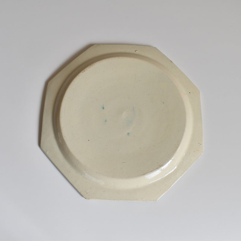 Antique Octagonal Plate, Green Rim B