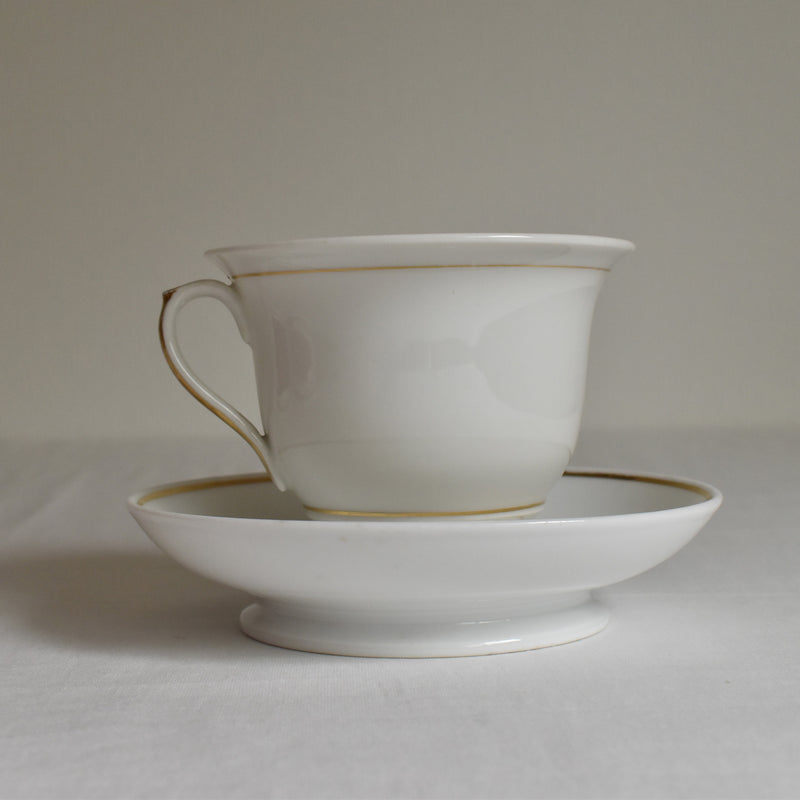 Vintage Large Chocolate Cup & Saucer, Porcelain