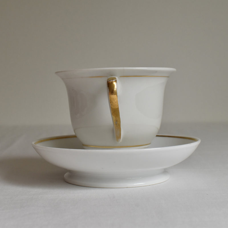 Vintage Large Chocolate Cup & Saucer, Porcelain