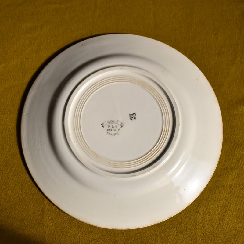 Antique plate - Lunéville - Houx (Holly)