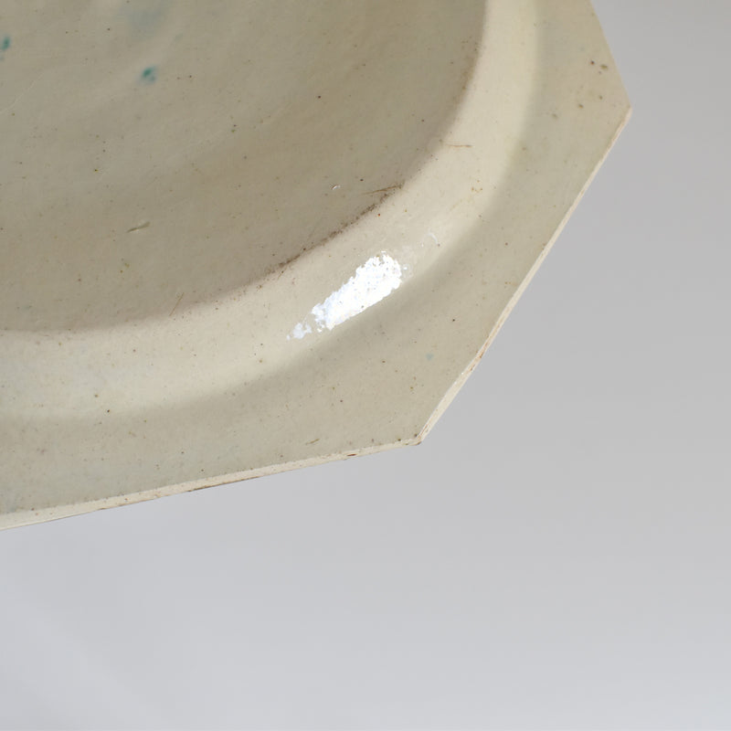 Antique Octagonal Plate, Green Rim B