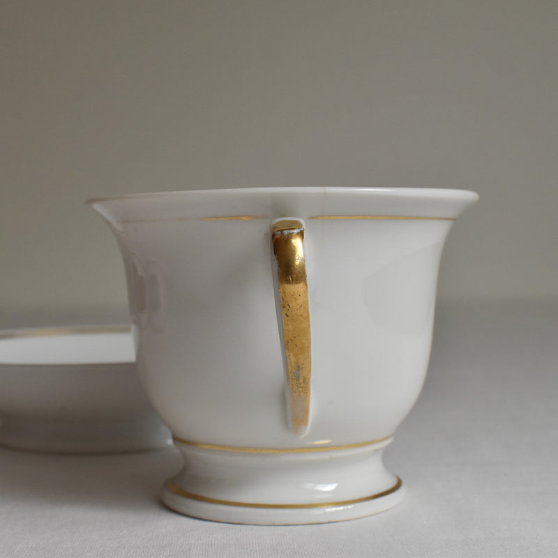 Vintage Large Chocolate Cup & Saucer, Porcelain