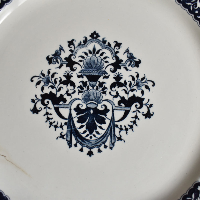Antique plate Gien Carre Bleu