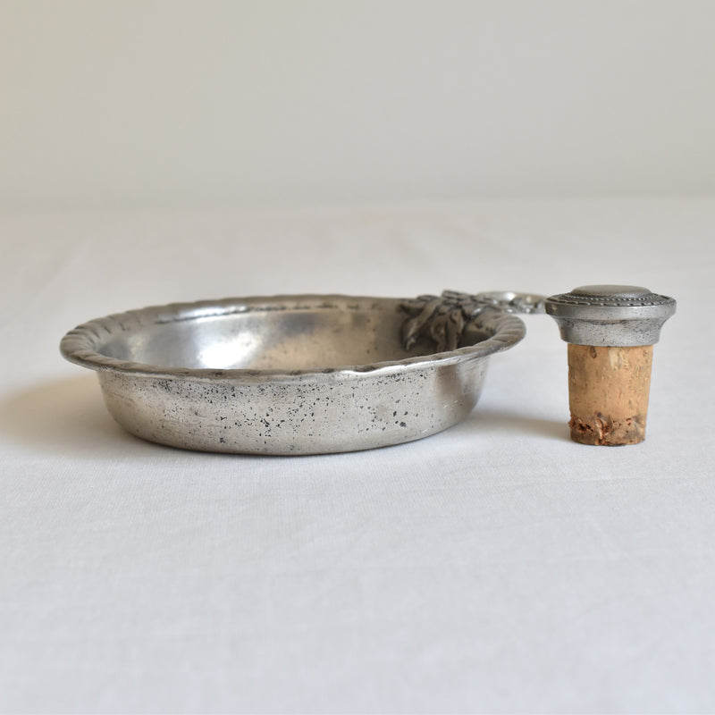 Vintage Pewter Bottle Tray and Cork