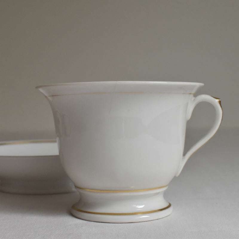 Vintage Large Chocolate Cup & Saucer, Porcelain