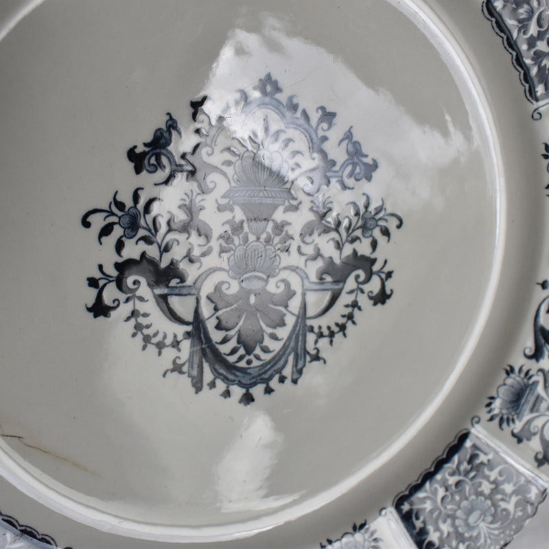 Antique plate Gien Carre Bleu