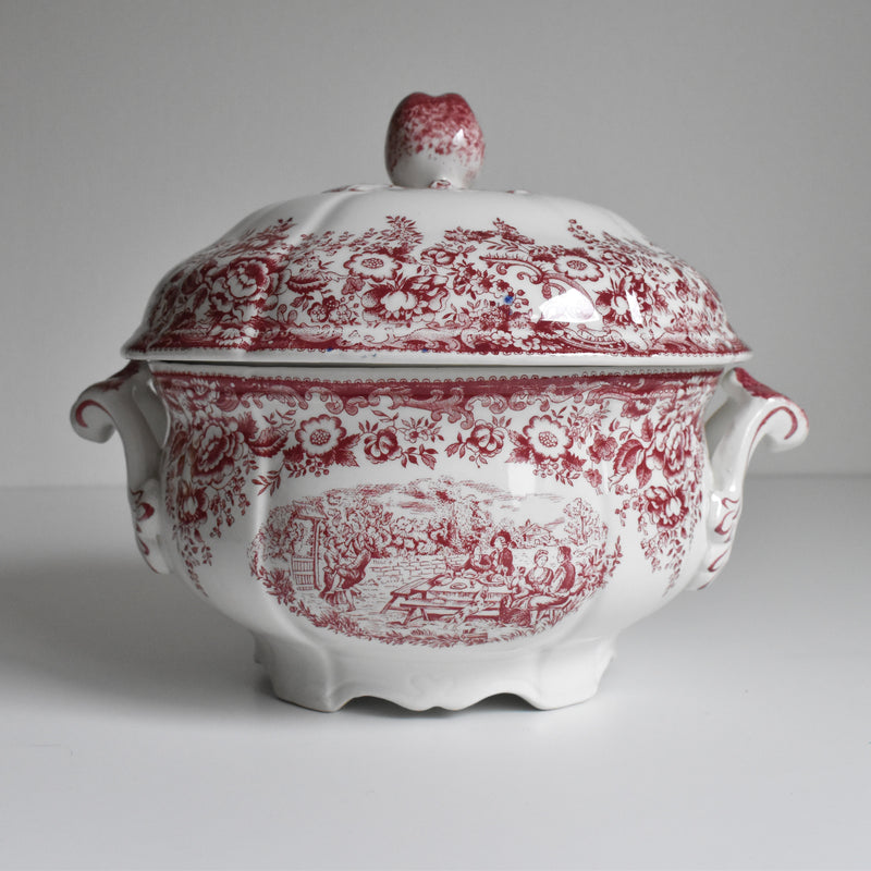 Vintage Soup Tureen, Lunéville Tradition (Red)