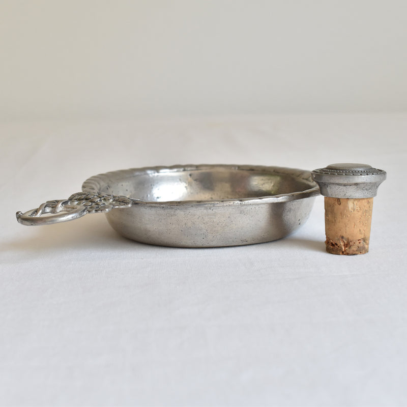Vintage Pewter Bottle Tray and Cork