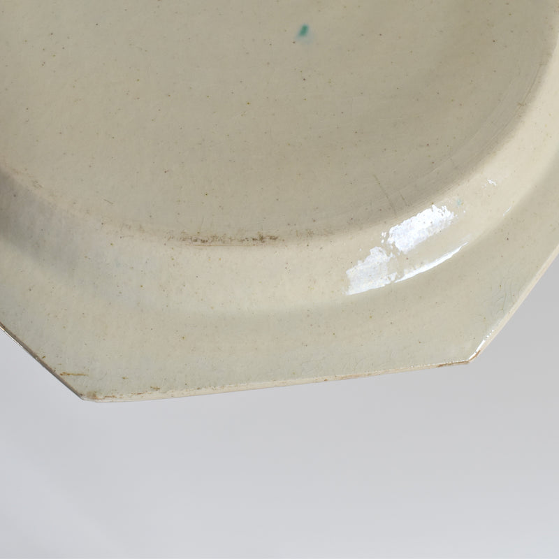Antique Octagonal Plate, Green Rim B