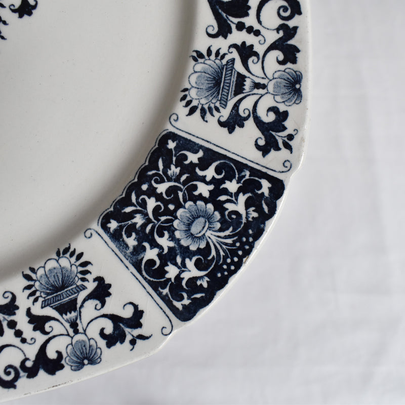 Antique plate Gien Carre Bleu