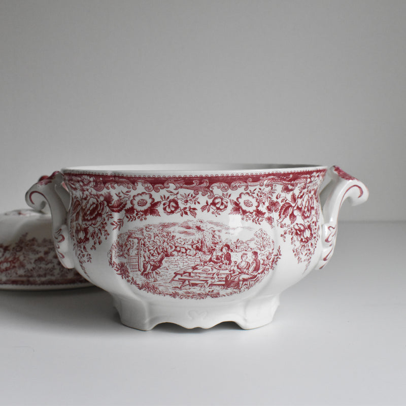 Vintage Soup Tureen, Lunéville Tradition (Red)