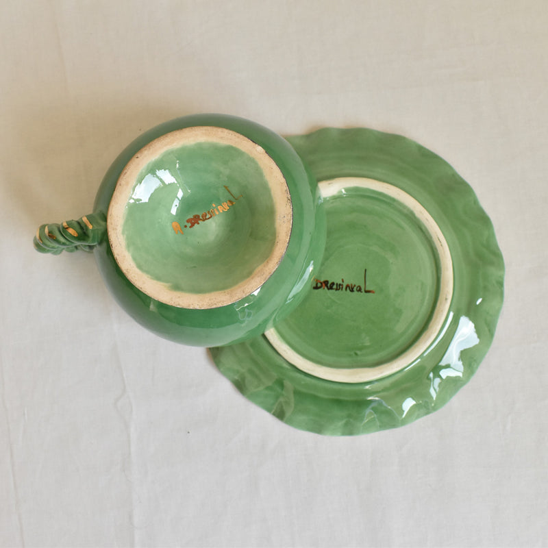 ア.ドラサンヴァル A.Dressinval チョコレートカップ＆ソーサー ライトグリーン